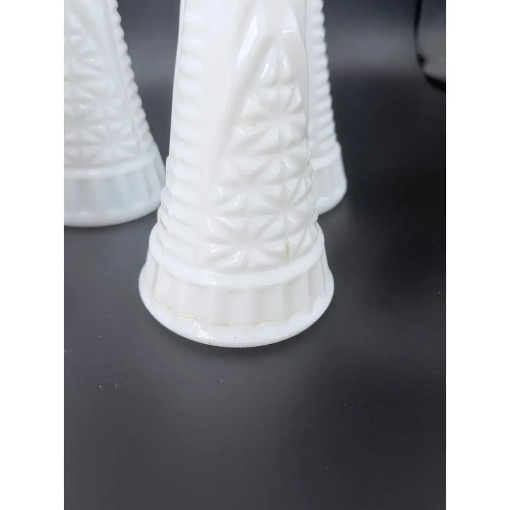 Set of 6 Vintage Stars & Bars Milk Glass Bud Vases 9